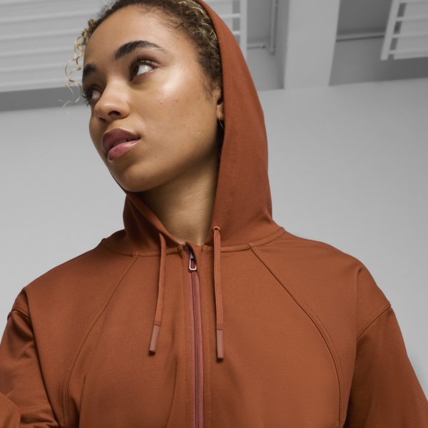 WOMEN'S CLOUDSPUN FULL-ZIP TRAINING HOODIE, Teak, large-ZAF