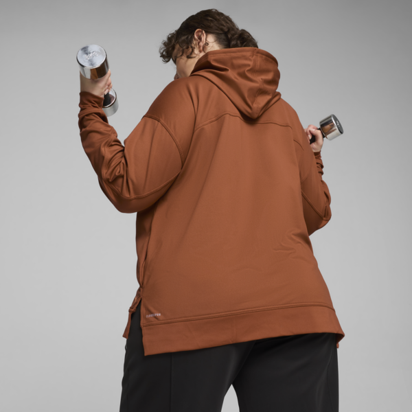WOMEN'S CLOUDSPUN FULL-ZIP TRAINING HOODIE, Teak, large-ZAF
