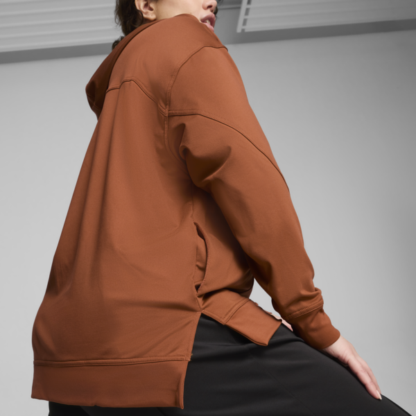 WOMEN'S CLOUDSPUN FULL-ZIP TRAINING HOODIE, Teak, large-ZAF
