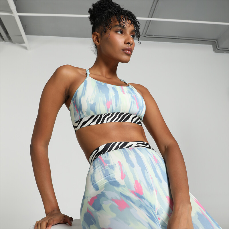 Women's PUMA MOVE ANIMAL REMIX Training Bra in Black/Blue size M