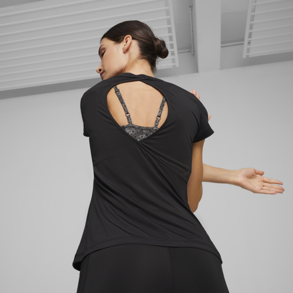 Studio Sheer Women's Fashion Training Tee, PUMA Black, large-MEX
