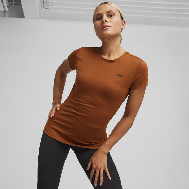 Women's PUMA Studio Sheer Training T-shirt in Teak size M