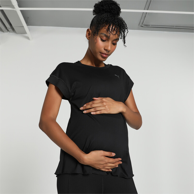 Women's PUMA Maternity STUDIO Training T-shirt in Black size M
