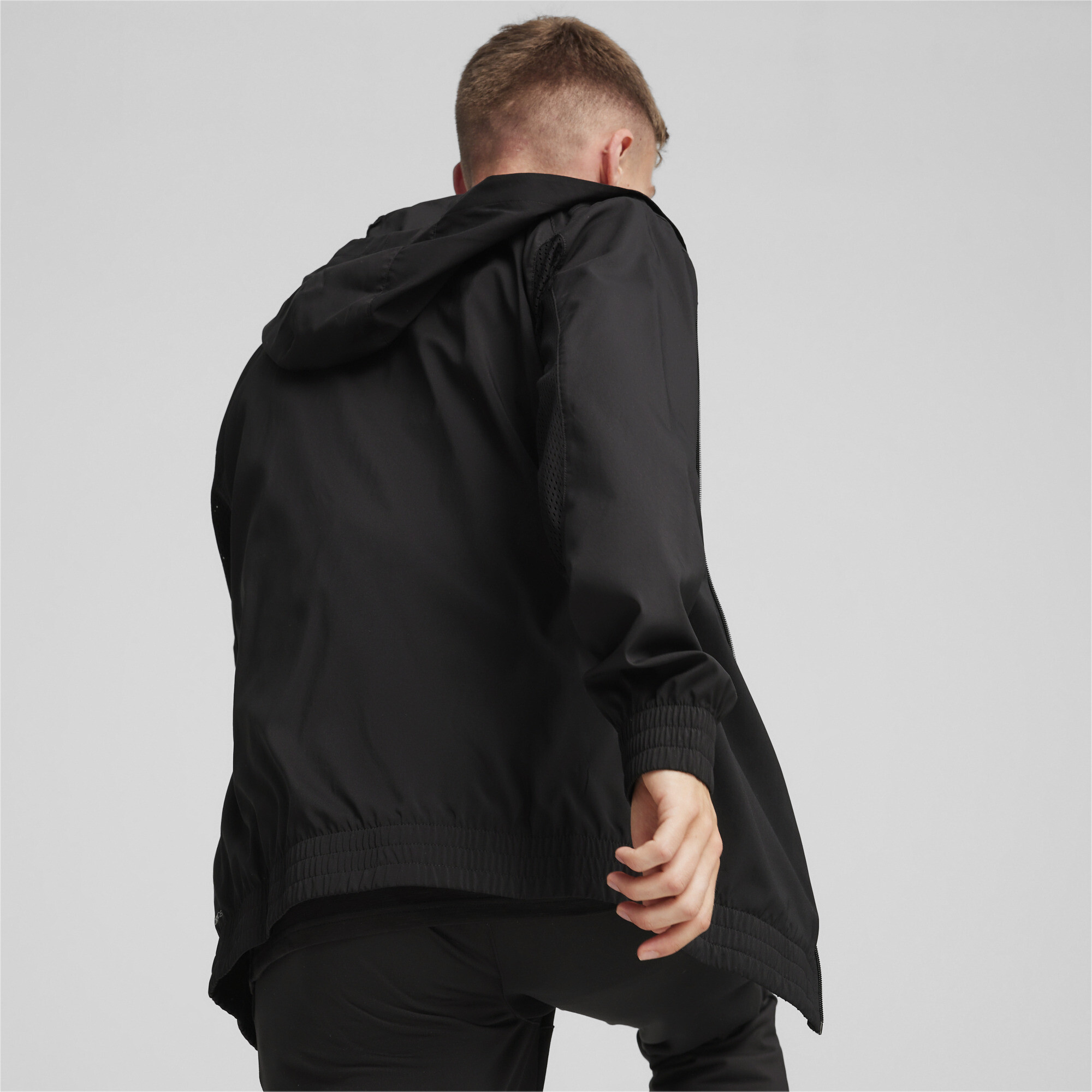 Men's PUMA FIT Woven Full-zip Jacket In Black, Size Small