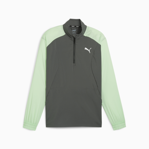 Buzo de cuello con cierre PUMA FIT para hombre, Mineral Gray-Fresh Mint, large-ARG