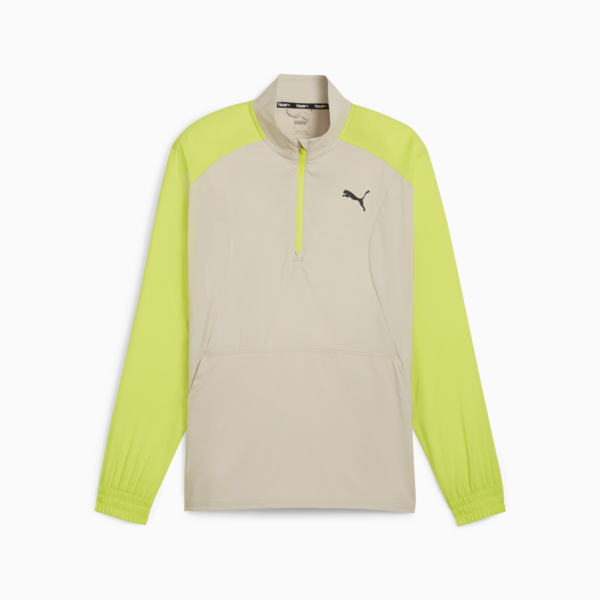 Buzo de cuello con cierre PUMA FIT para hombre, Putty-Lime Pow, large-ARG