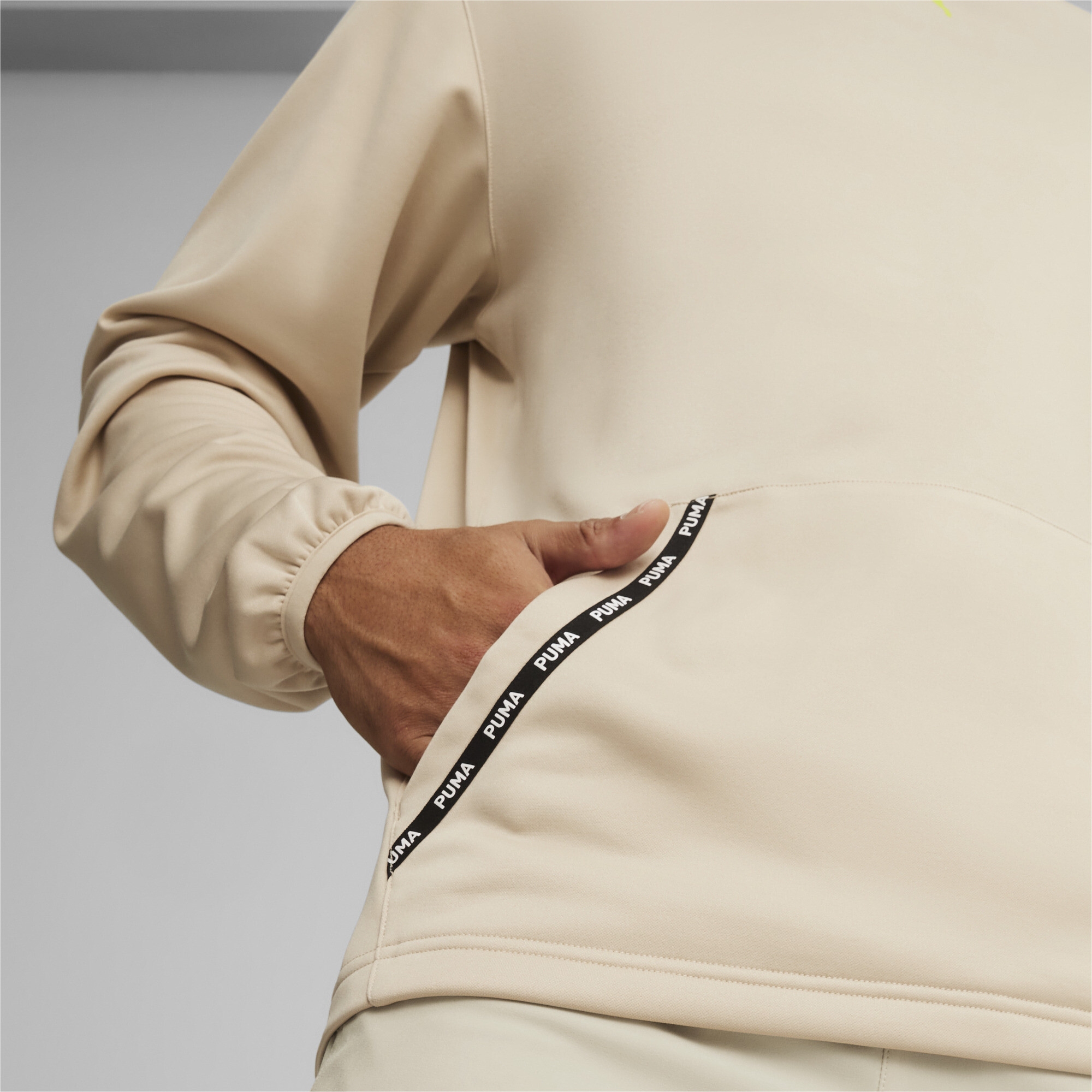 Men's PUMA Fit PWRFleece Hoodie In 100 - Beige, Size XL