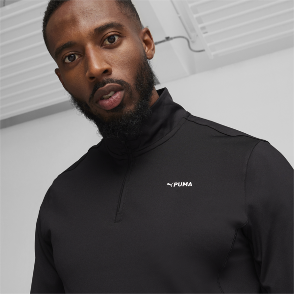 Buzo PUMA FIT Polyspan con cremallera de un cuarto hombre, PUMA Black, large-ARG