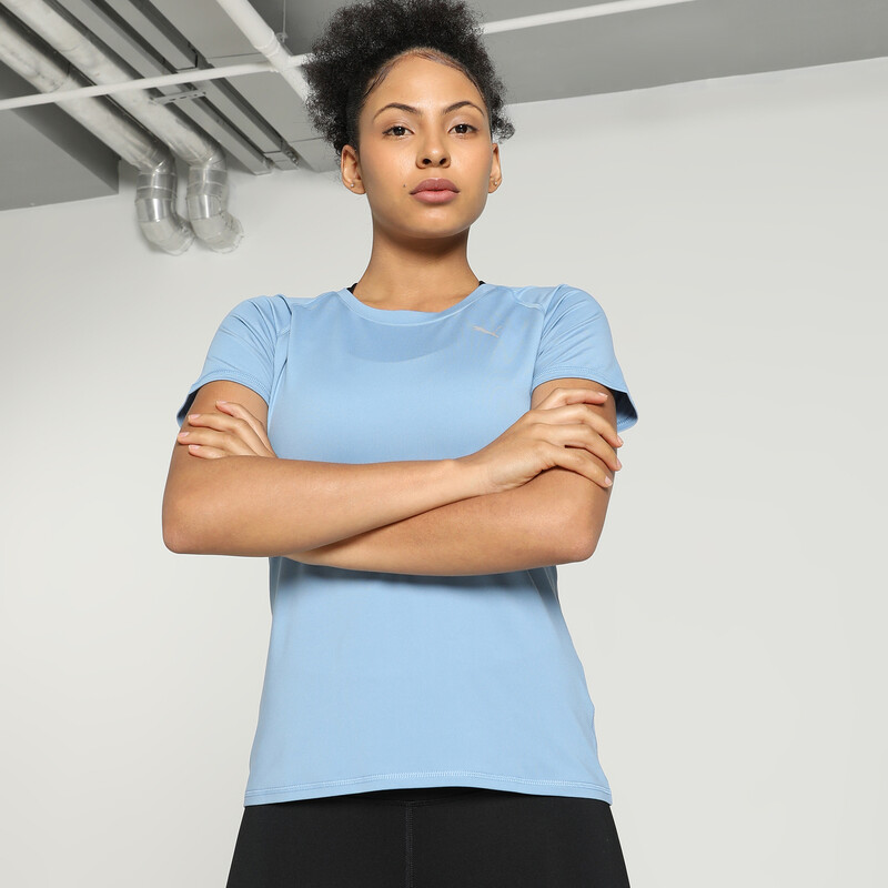 Women's PUMA RUN CLOUDSPUN Running T-shirt in Black/Blue size M