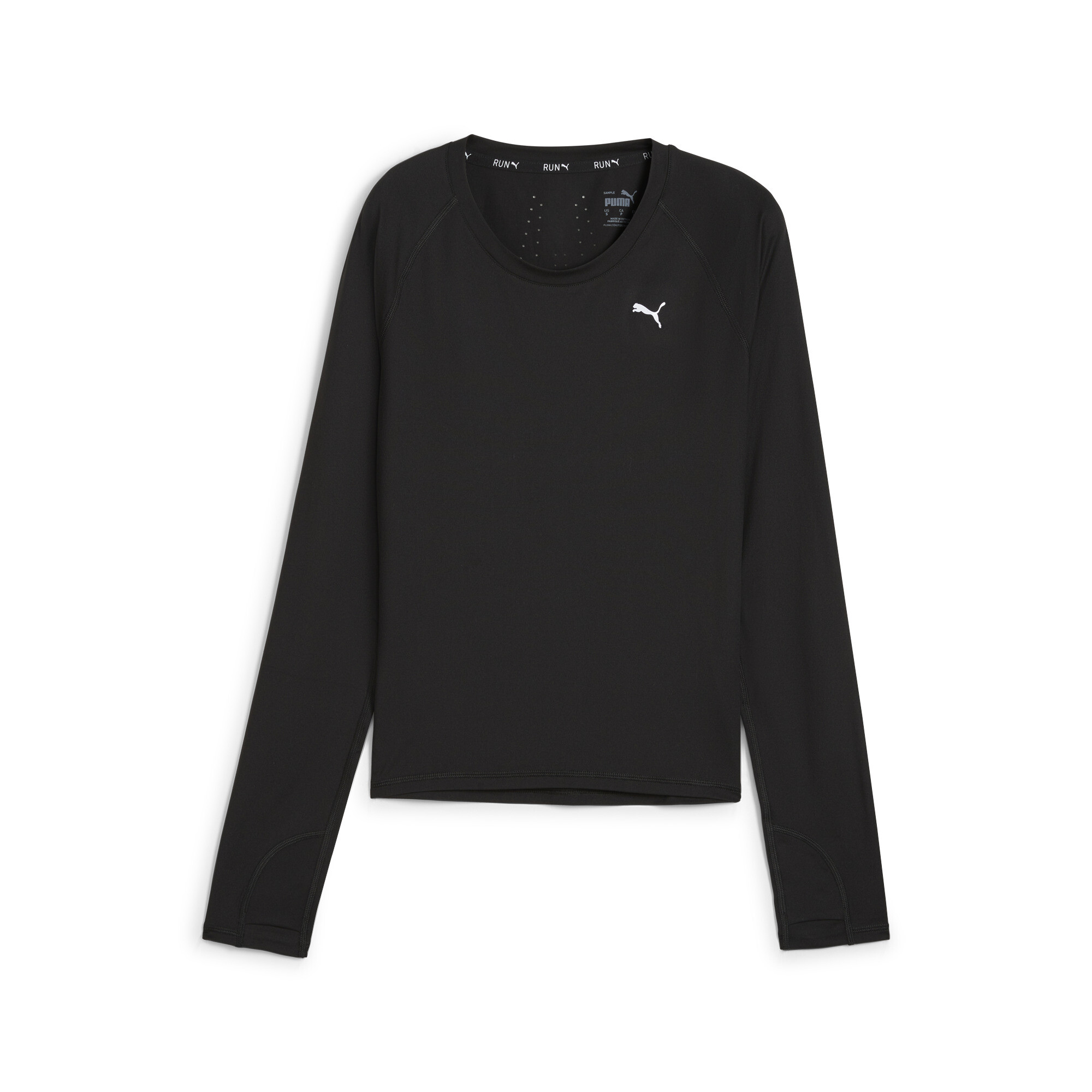 Women's PUMA RUN CLOUDSPUN Long Sleeve Running Top In Black, Size XL