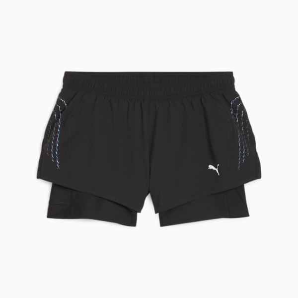 Shorts de running Run Velocity ULTRAWEAVE con estampado integral para mujer, PUMA Black, large-ARG