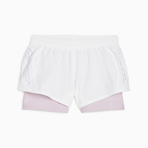 Shorts de running Run Velocity ULTRAWEAVE con estampado integral para mujer, PUMA White, large-ARG