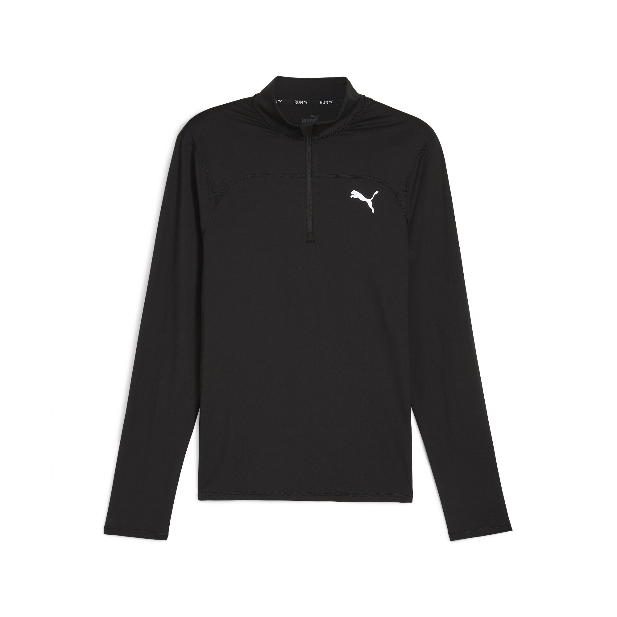 Men's PUMA RUN CLOUDSPUN Quarter-Zip Pullover In Black, Size XS