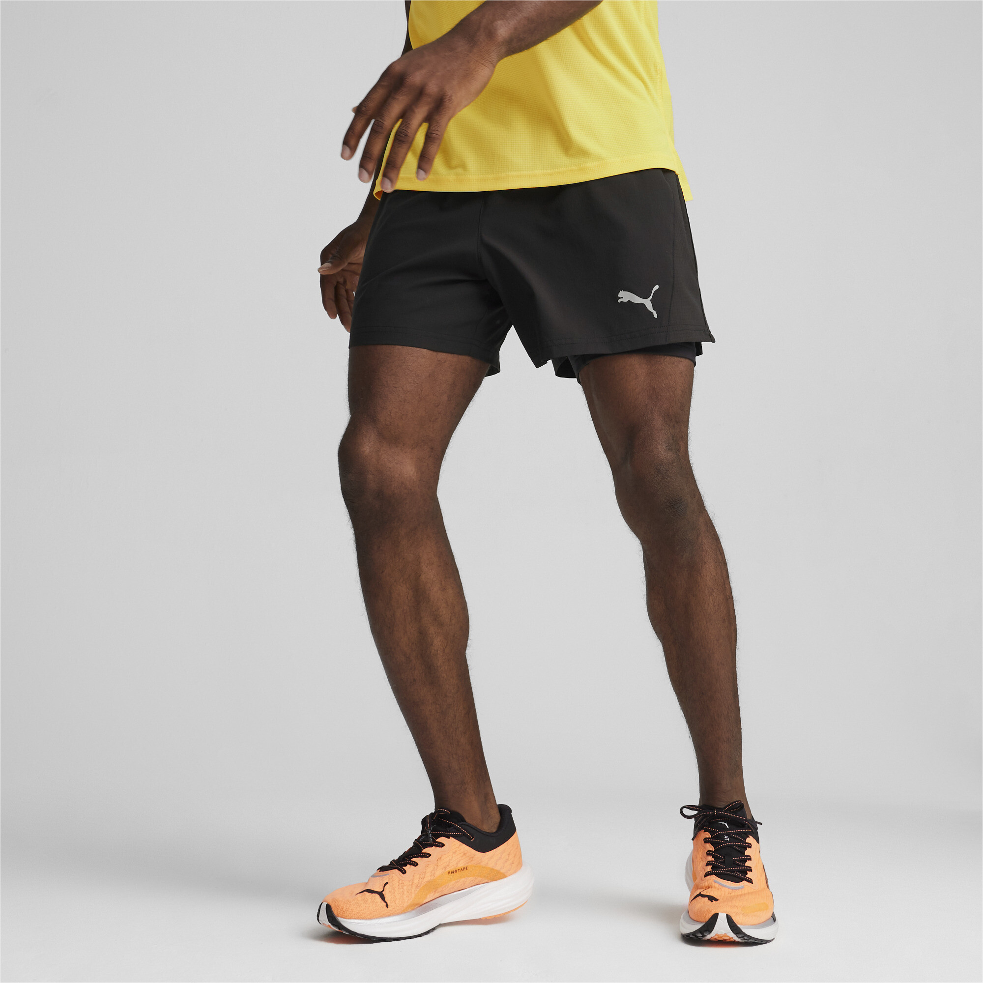 PARALLEL BROWN DOUBLE LAYER RUNNING SHORTS - HYVE