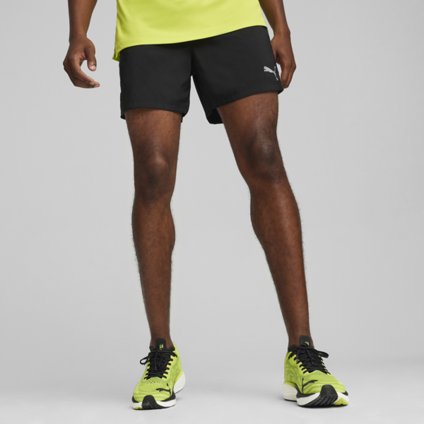 RUN FAVORITE VELOCITY Men's 5" Shorts, PUMA Black-Lime Pow, large-ZAF