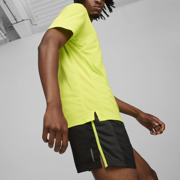 RUN FAVORITE VELOCITY Men's 5" Shorts, PUMA Black-Lime Pow, large-ZAF