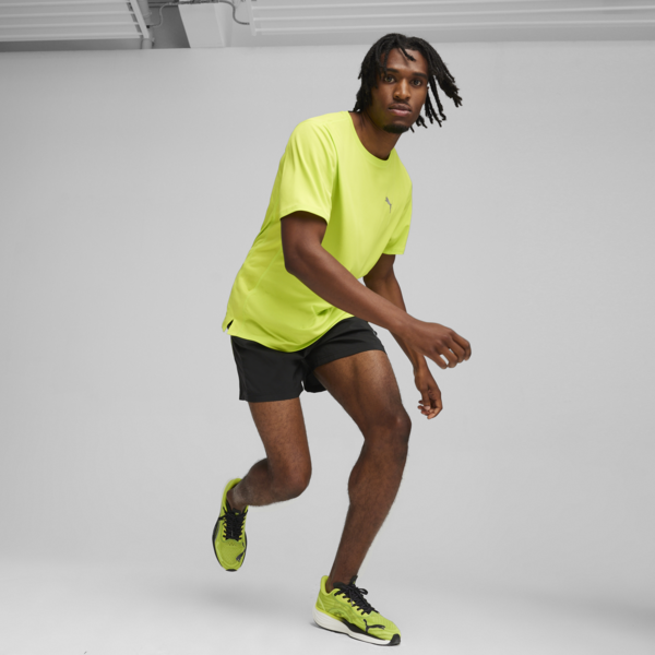 RUN FAVORITE VELOCITY Men's 5" Shorts, PUMA Black-Lime Pow, large-ZAF