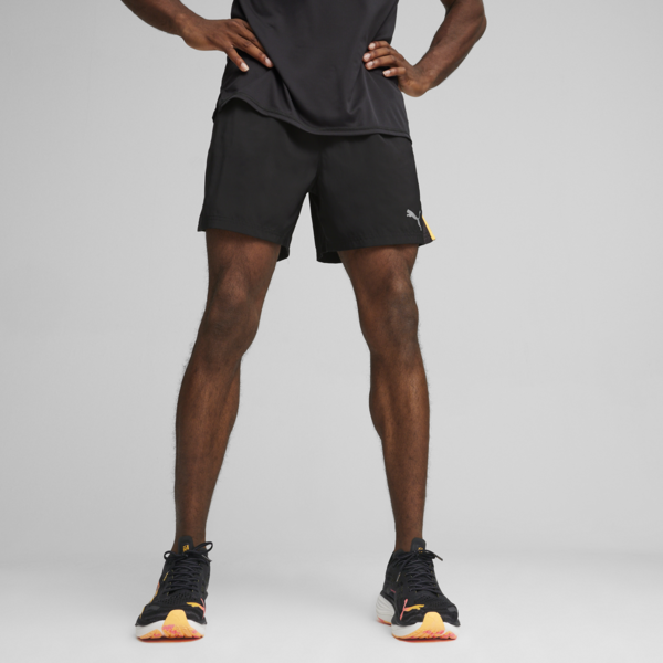 RUN FAVORITE VELOCITY Men's 5" Shorts, PUMA Black-Sun Stream, large-ZAF