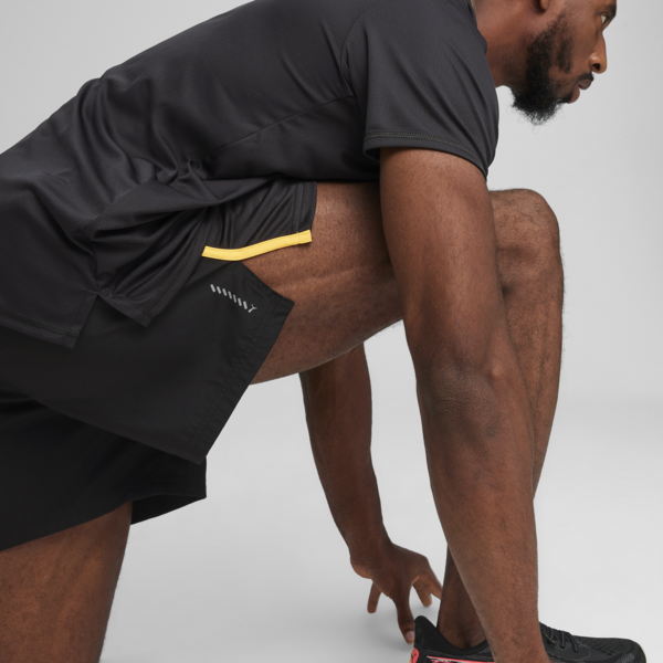 RUN FAVORITE VELOCITY Men's 5" Shorts, PUMA Black-Sun Stream, large-ZAF
