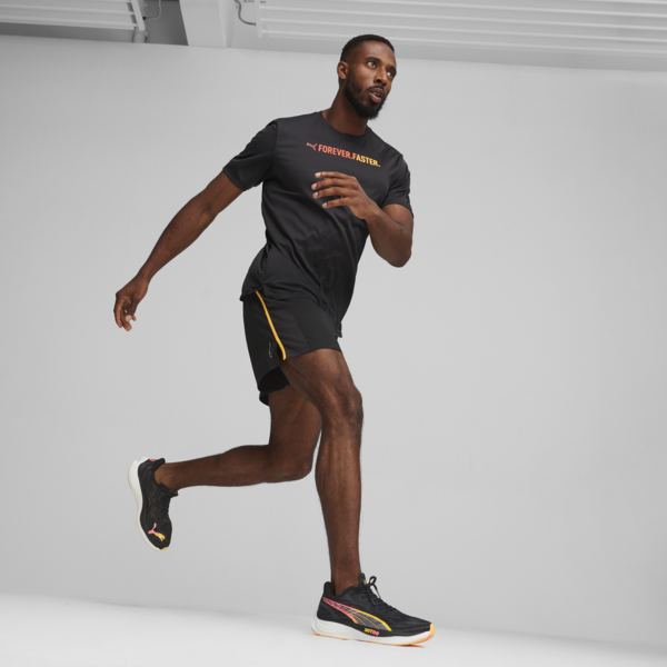 RUN FAVORITE VELOCITY Men's 5" Shorts, PUMA Black-Sun Stream, large-ZAF