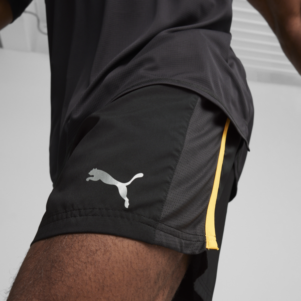 RUN FAVORITE VELOCITY Men's 5" Shorts, PUMA Black-Sun Stream, large-ZAF