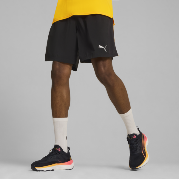 Shorts de running RUN FAV Velocity 17cm para hombre, PUMA Black-Sunset Glow, large-ARG