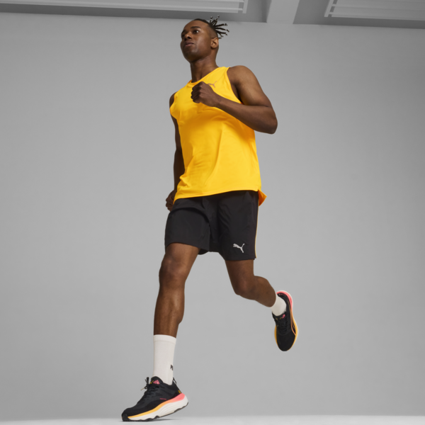 Shorts de running RUN FAV Velocity 17cm para hombre, PUMA Black-Sunset Glow, large-ARG