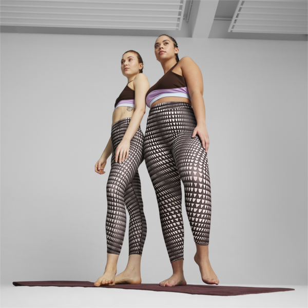 PUMA x lemlem Women's High-Waisted Training Tights, Dark Chocolate, large-ZAF