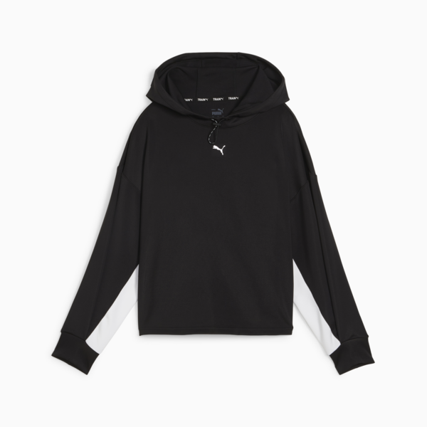 Buzo de tejido doble con capucha PUMA FIT para mujer, Puma Black, large-ARG