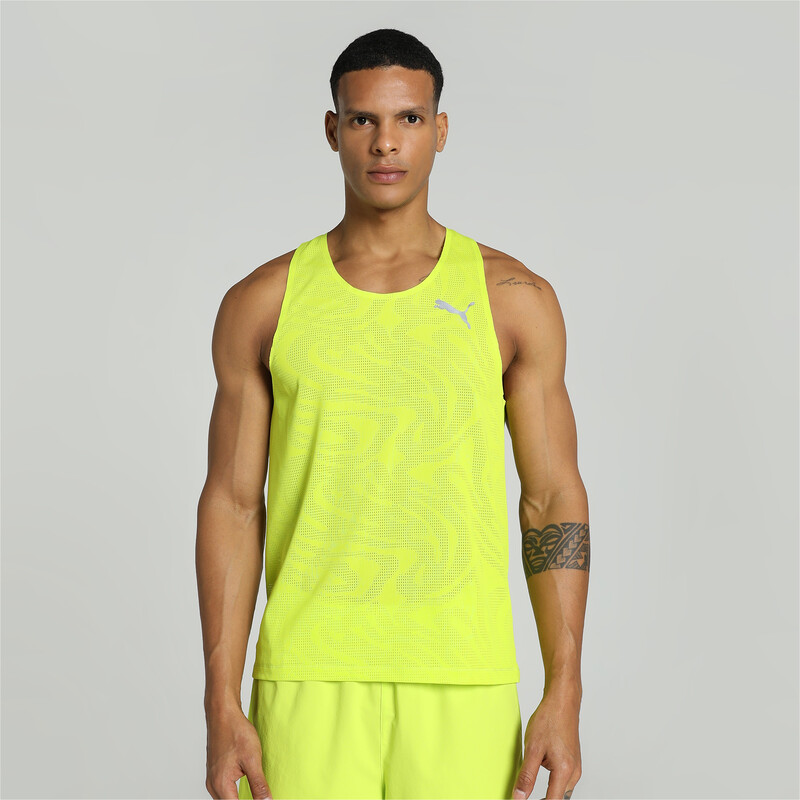 Men's PUMA RUN ULTRASPUN Running Singlet in Yellow size L