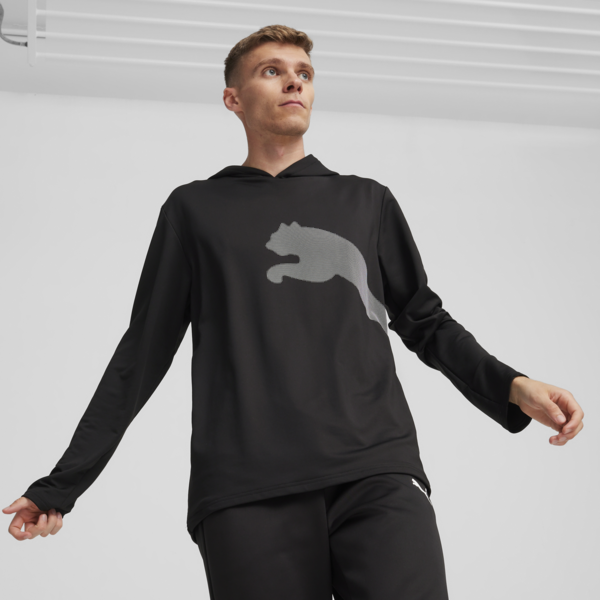 Sudadera con capucha para hombre Train All Day Big Cat, PUMA Black, large-MEX