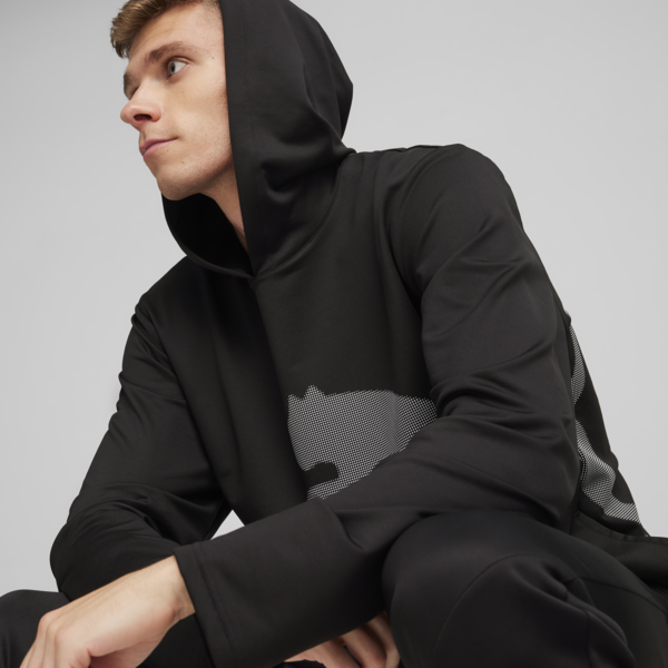 Sudadera con capucha para hombre Train All Day Big Cat, PUMA Black, large-MEX