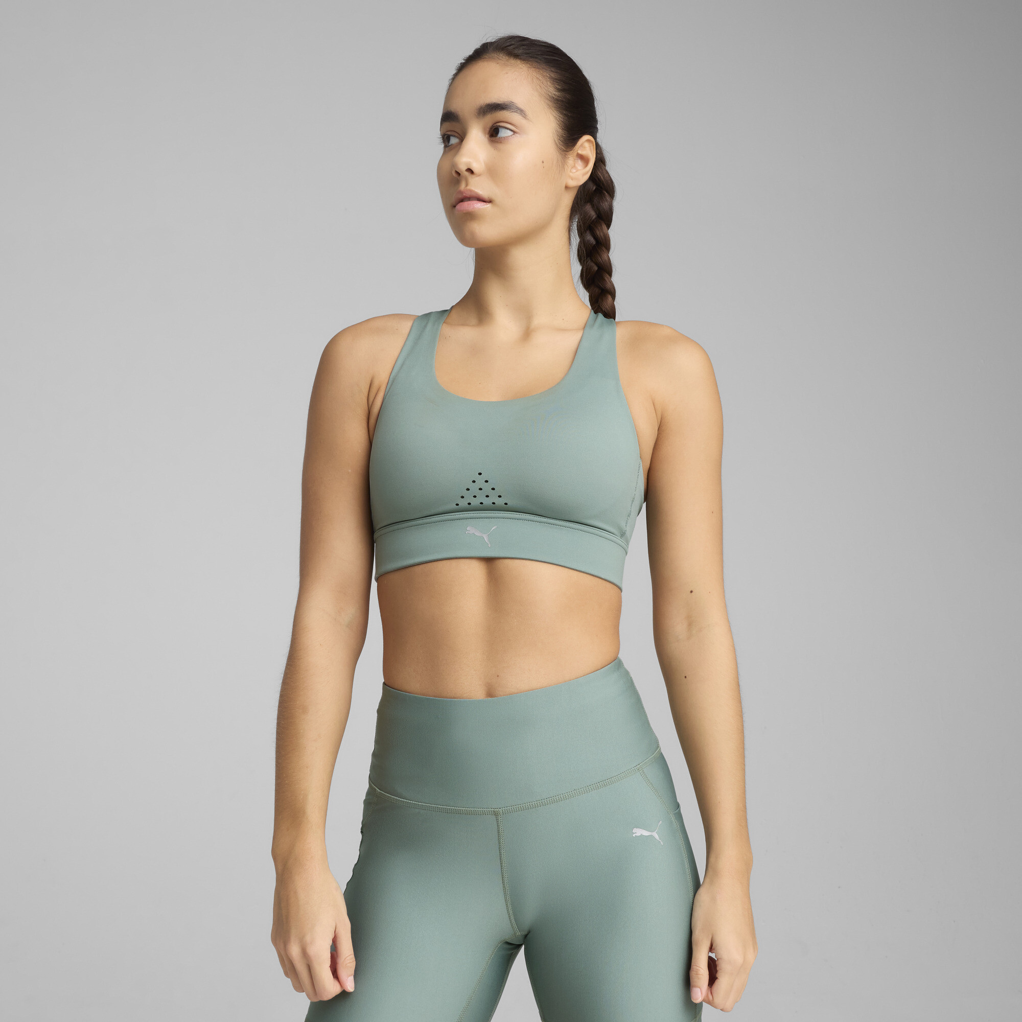 Puma PWRbreathe RUN BH Für Damen | Mit Plain | Green Moon | Größe: L