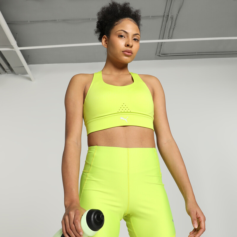 Women's PUMA PWRbreathe Running Bra in Yellow size S