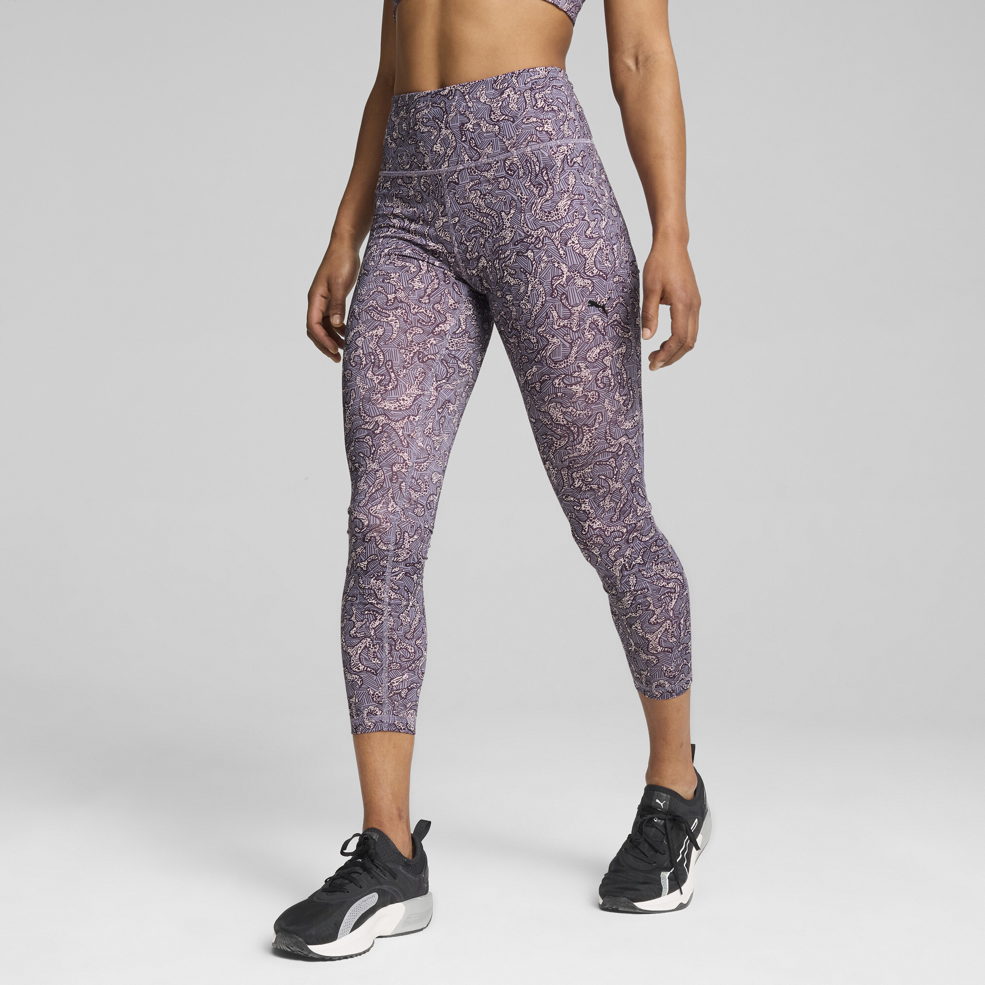 Puma Train Fave High Waisted 7/8-Trainings-Leggings Damen | Pale Plum/Coral Aop | Größe: XS