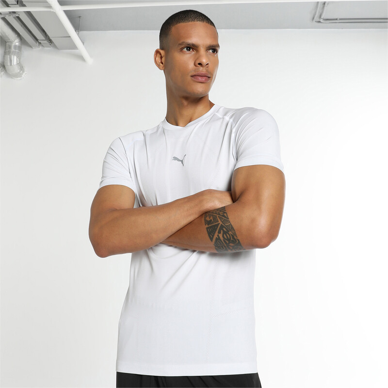 Men's PUMA X One8 Seamless Training T-shirt in White/Silver size M