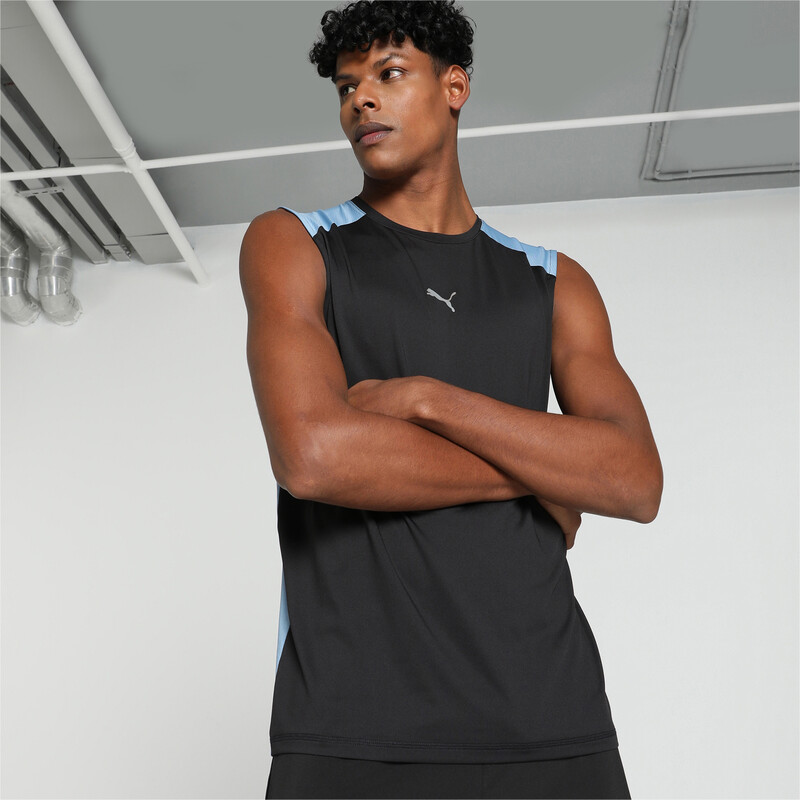 Men's PUMA X One8 Slim Fit Training Singlet in Black/Blue size M