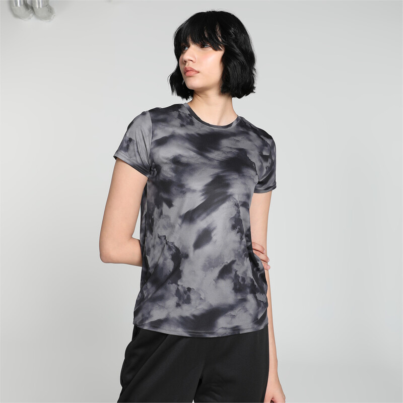 Women's PUMA RUN FAVORITE Printed Tee in Black size S
