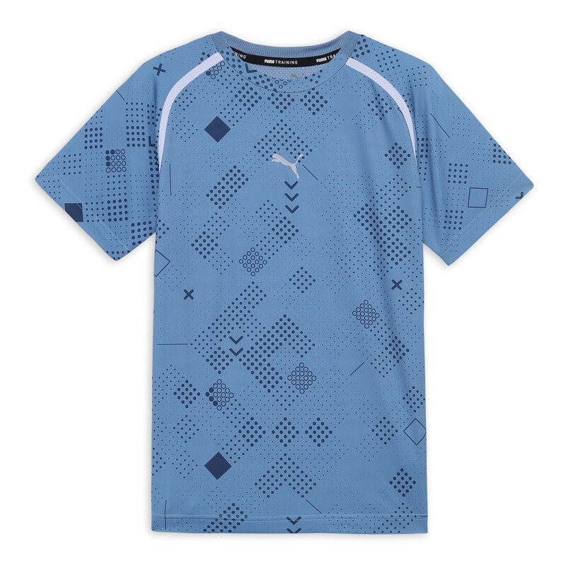 PUMA X One8 Boy's Printed Training T-shirt in Black/Blue size 11-12Y