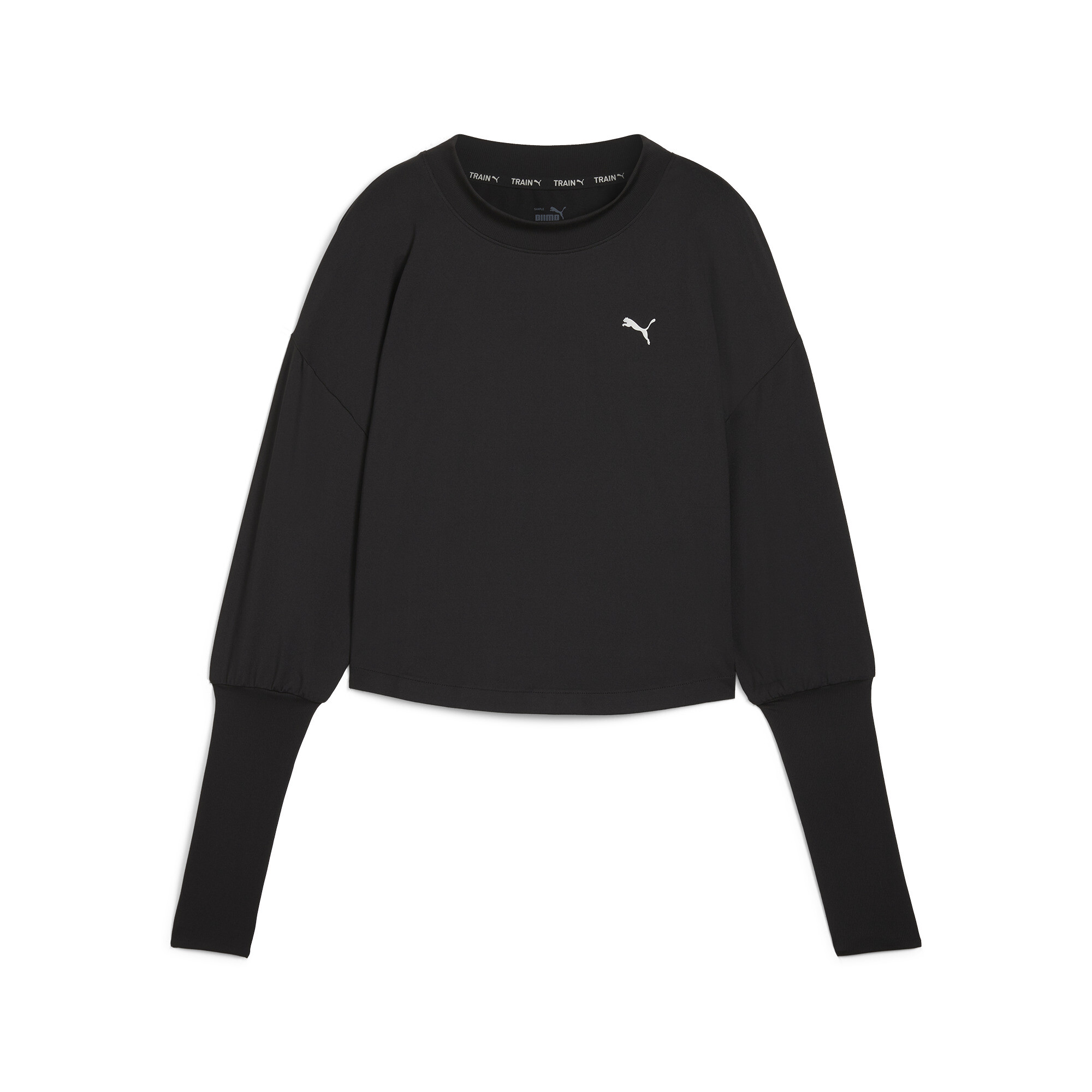 Women's Puma STUDIO CLOUDSPUN Crewneck, Black, Size XL, Clothing