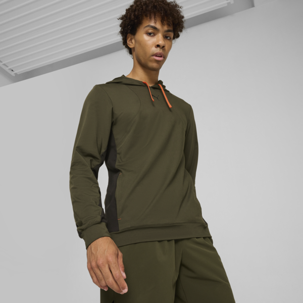 Buzo con capucha CLOUDSPUN para hombre, Dark Olive-PUMA Black, large-ARG