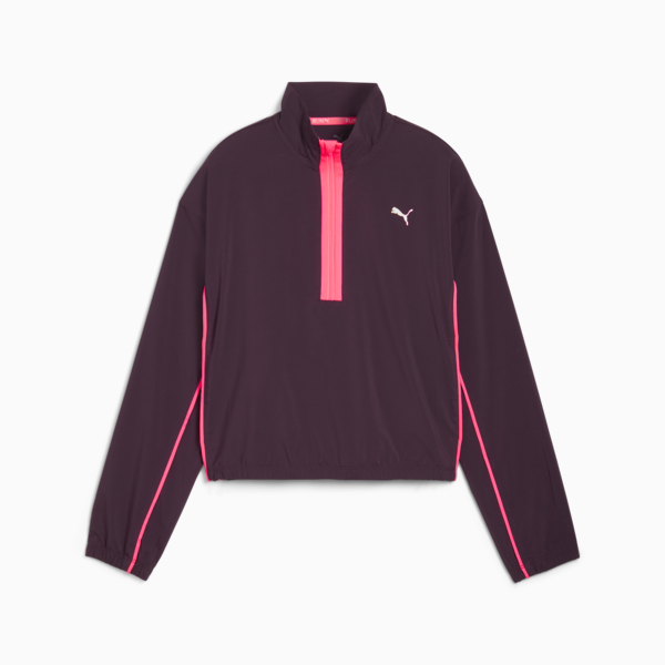 Buzo de cierre 1/4 para mujer, Midnight Plum-Sunset Glow, large-ARG