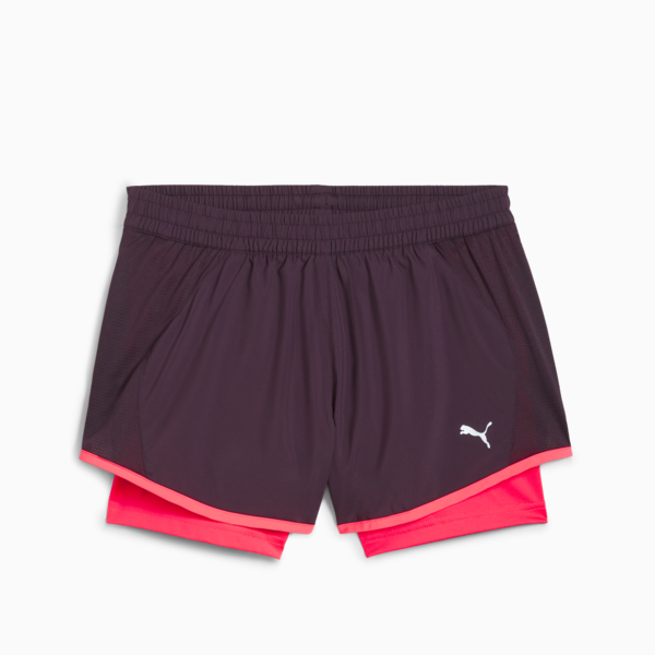 Shorts "2 en 1" RUN FAV Velocity para mujer, Midnight Plum-Sunset Glow, large-ARG