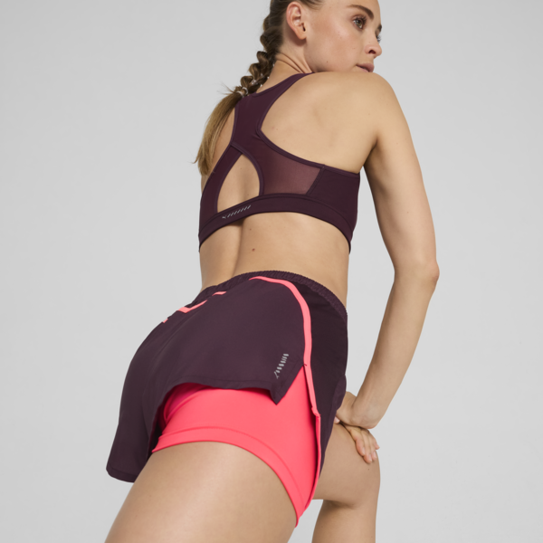 Shorts "2 en 1" RUN FAV Velocity para mujer, Midnight Plum-Sunset Glow, large-ARG