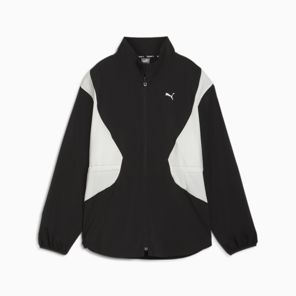 Campera larga de entrenamiento tejida para mujer, PUMA Black, large-ARG