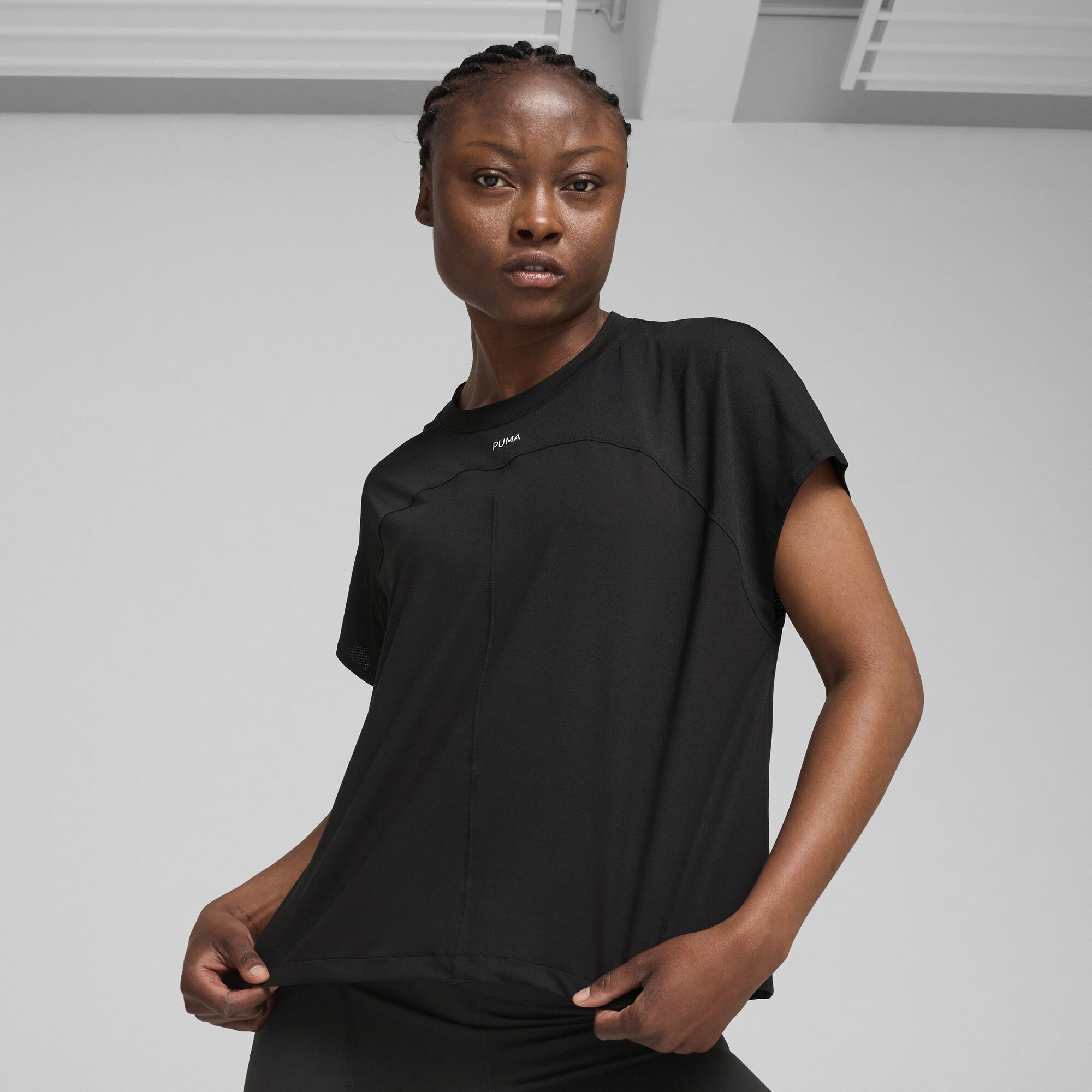 Women's Puma CLOUDSPUN Mix T-Shirt, Black, Size XXS, Clothing