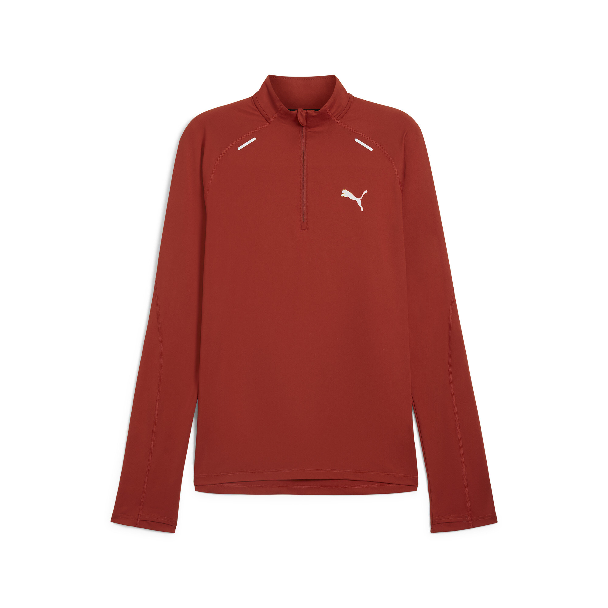 Men's PUMA RUN CLOUDSPUN Quarter-Zip Top Men In Red, Size Medium, Polyester