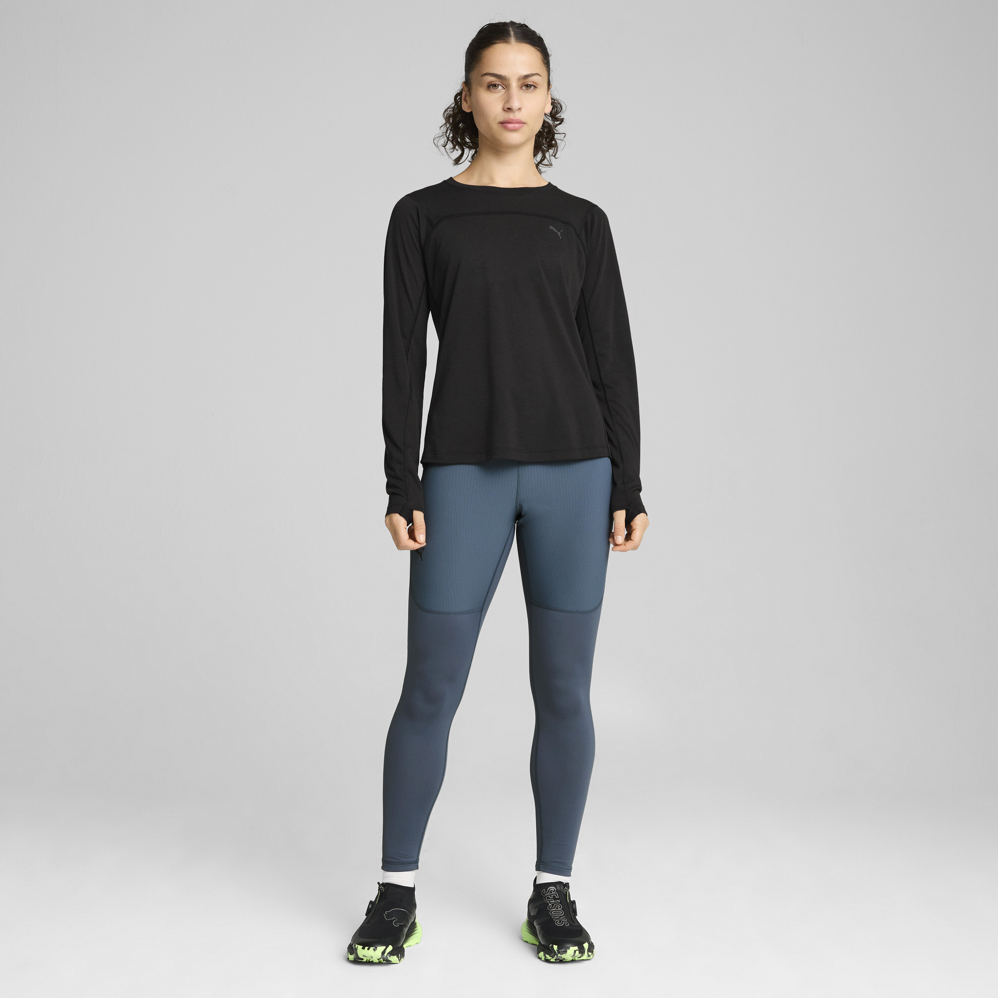 Women's Puma SEASONS Tech Wool Long Sleeve T-Shirt, Black, Size S, Clothing