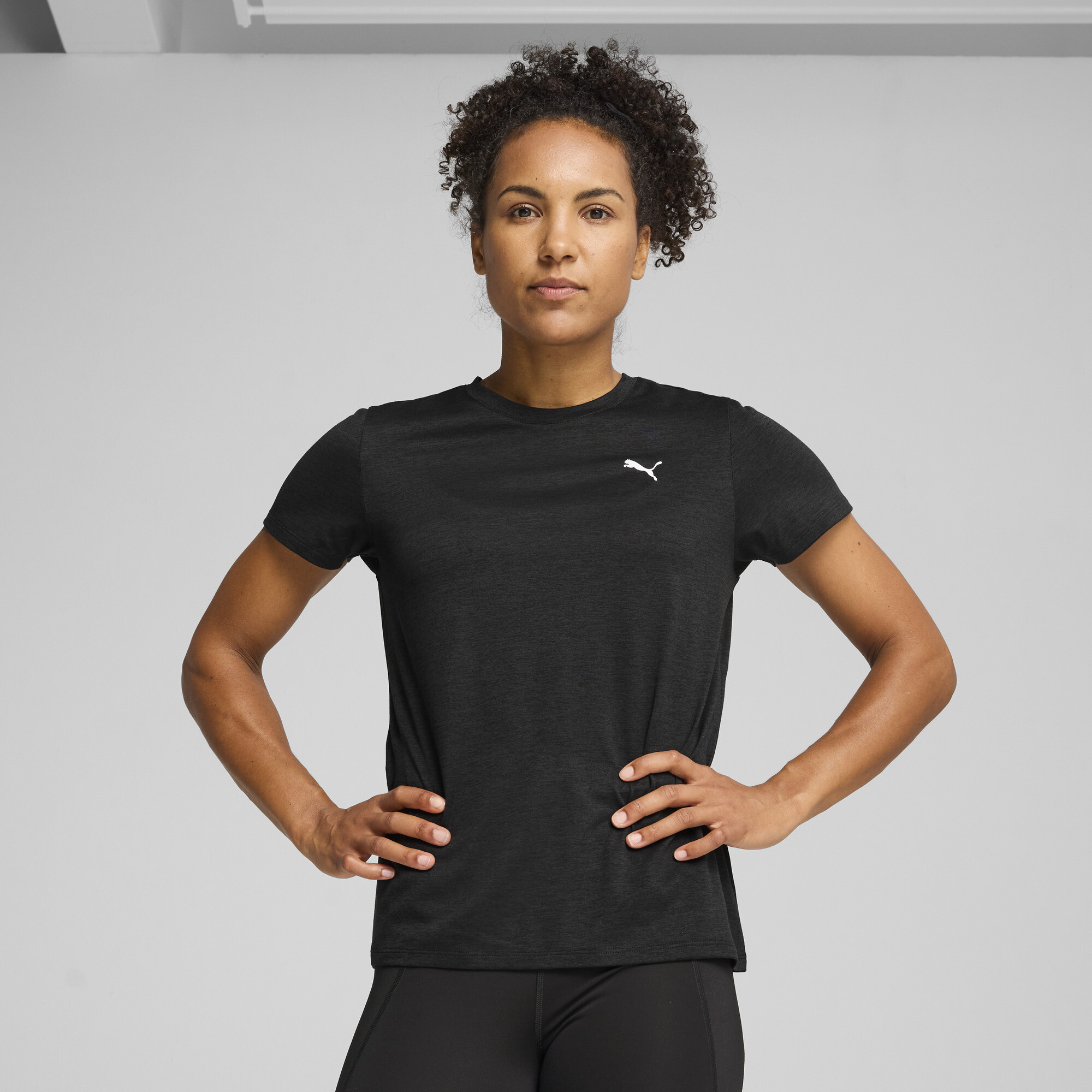 Puma TAD ESSENTIALS Meliertes T-Shirt Damen | Black Heather | Größe: XXS