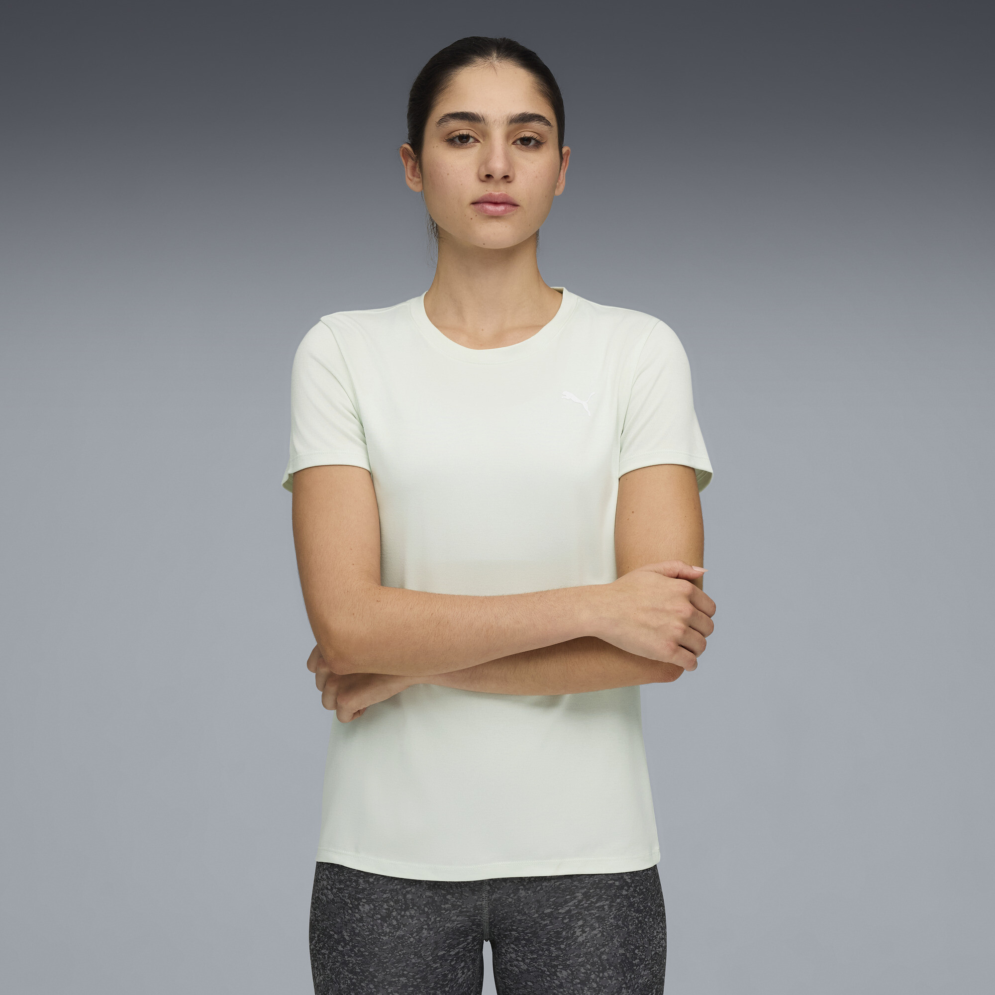 Puma Train All Day Essentials Women's Heather Training T-shirt In White